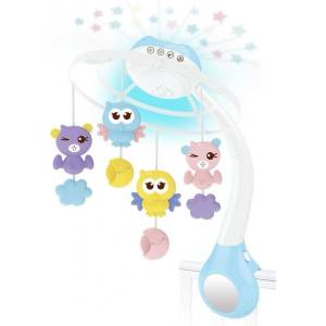 Raya Toys Музикална въртележка за кошара с прожектор Raya Toys - Синя (503122061)