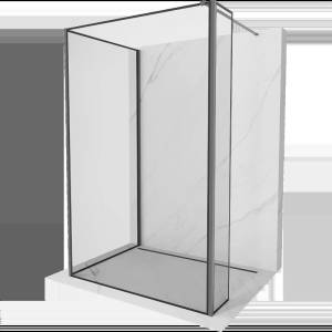 Mexen Kioto стена за душ Walk-in 110 x 80 x 40 см, черна рамка, gun metal - 800-110-080-221-95-70-040 (800-110-080-221-95-70-040)