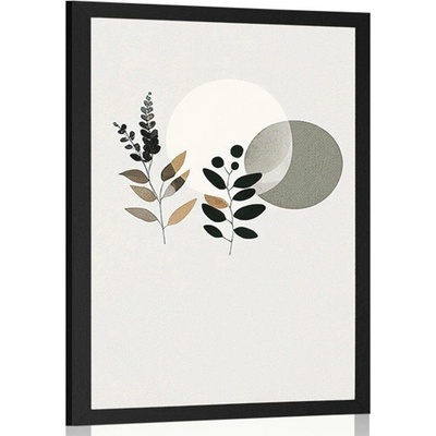 Plakát minimalistické listy s boho pozadím - 30x45 no frame