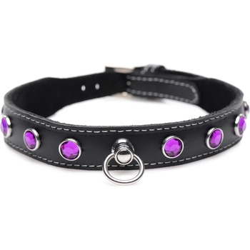 Image 1 of Master Series Royal Vixen Leather Collar with Rhinestones Purple