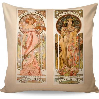 Matějovský Alfons Mucha Moet béžový 40 x 40 cm – Zbozi.Blesk.cz