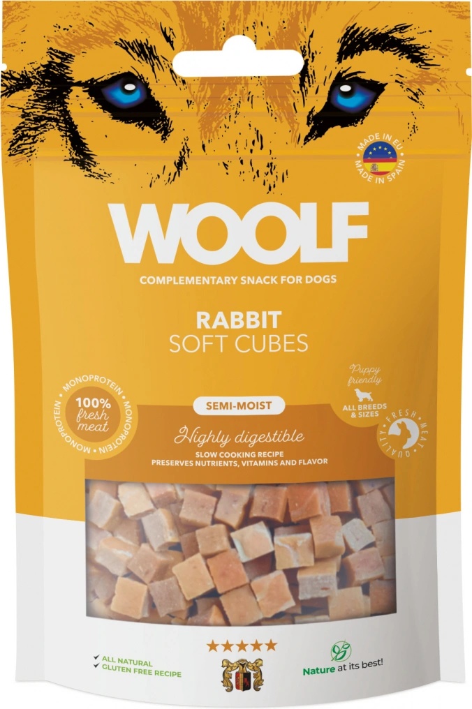 WOOLF Soft Cubes Rabbit králík monoprotein 100 g WOOLF Soft Cubes Rabbit králík monoprotein 100 g