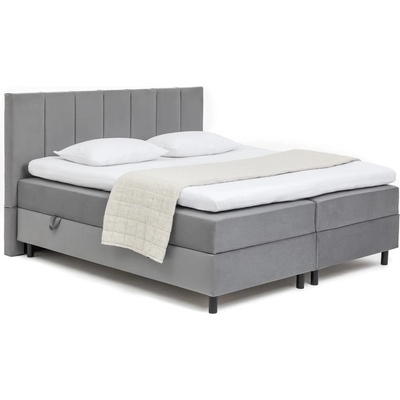 Bonami Сиво боксспринг легло с място за съхранение 160x200 cm Elva Bold Line - Bonami Selection (1756702)