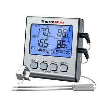 ThermoPro Digitálny kuchynský teplomer TP-17, dve sondy, strieborný TP-17
