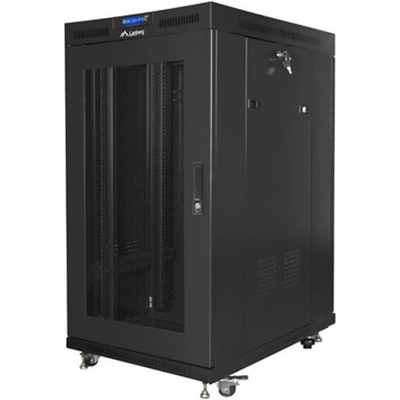 Lanberg Комуникационен шкаф Lanberg FF01-8022-23BL, 19", 22U, 123.9 x 100 x 80 cm, товароносимост до 1200кг, черен (FF01-8022-23BL)