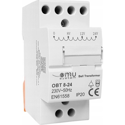 Zvončekový transformátor XBS 230V 8/12/24V IP20 2 moduly