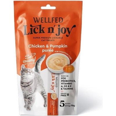 Wellfed Lick N Joy Chiken And Pumpkin пюре за котки с пиле и тиква 5*14gr