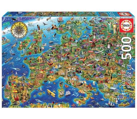 Educa Šílená mapa Evropy 500 dielov