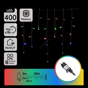 Aigostar - LED външен коледен гирлянд 400xLED/8 функции 23x0, 6m IP44 многоцветен (AI1416)