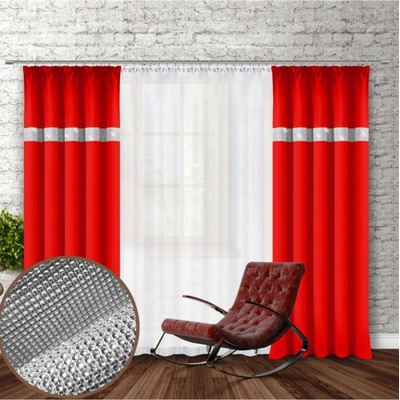 Mondo Italia Záves na riasiacej páske so zirkónmi 140x250 cm červený Červená 140x250 cm