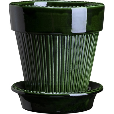 Bergs Potter Саксия Simona с поставка гланцирана 18 см зелена (SCG18S)