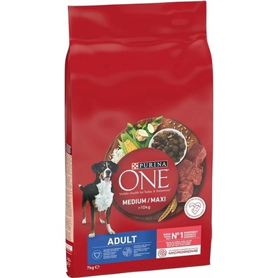 Purina One Medium/Maxi Adult Hovädzie 7 kg