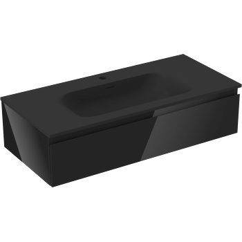 Mexen Orio шкаф за баня 100 см с мивка Vela, 1 чекмедже, черен гланц/черен мат - 91A10-10023-1-BF70-W23M71 (91A10-10023-1-BF70-W23M71)