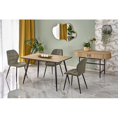 Halmar Трапезна маса berto дъб рибена кост / черно