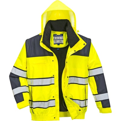 Portwest hi-vis bomber classic 3в1 c466 / Изолиран светлоотразителен бомбър 3в1 - hv жълто/тъмносиньо s (c466ynrs)