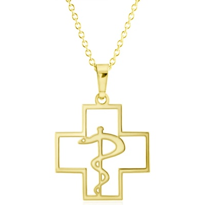 Gemmax Zlatý řetízek s přívěskem aeskulapova hůl GUSYN-38381-36261