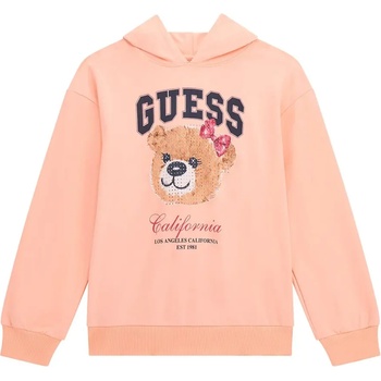 GUESS Суичър за момиче в цвят праскова с мече Guess