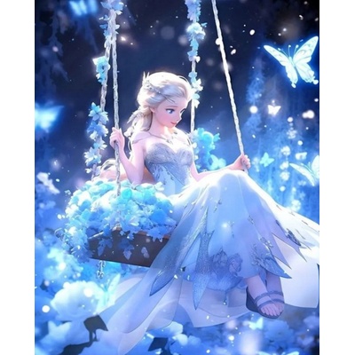 NORIMPEX Diamantové malování Elsa na houpačce 30 x 40 cm – Sleviste.cz