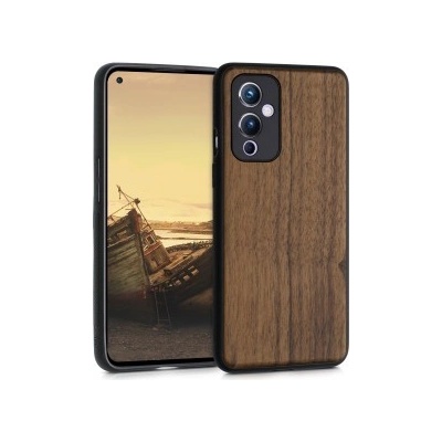 Púzdro kwmobile Drevené OnePlus 9 (EU/NA Version) tmavě hnědé