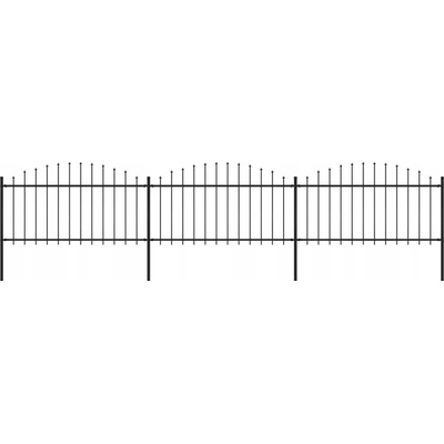 vidaXL Zahradní plot s hroty ocel (1,25–1,5) x 5,1 m černý