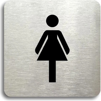 Accept Piktogram „WC ženy" (80 × 80 mm) (strieborná tabuľka – čierna tlač bez rámčeka)