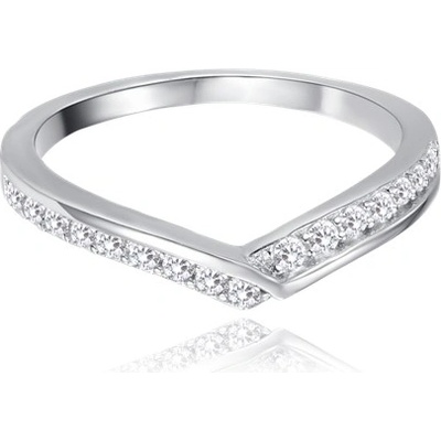 Dámský elegantní stříbrný prsten špička s čirými zirkony JMAN0550SR