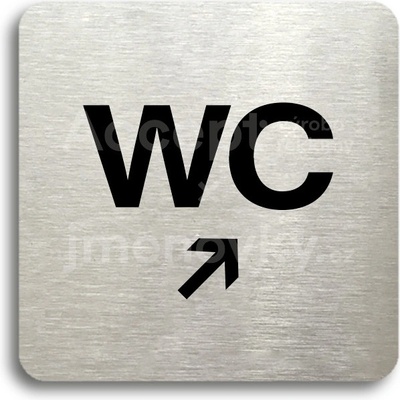 ACCEPT Piktogram WC vpravo nahoru - stříbrná tabulka - černý tisk bez rámečku