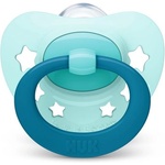 Nuk Силиконова залъгалка NUK - Signature, Синя с кутия за стерилизиране, 0-6 m (10730618_blue)