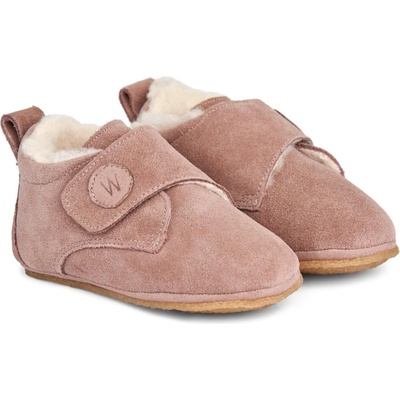 Wheat dětské kožené capáčky s vlněnou podšívkou Taj 305i 2163 dusty rouge