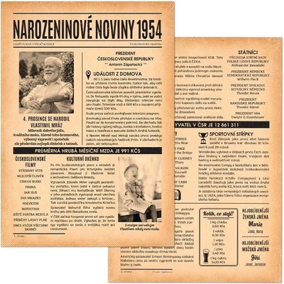 Narozeninové noviny 1954 – dvoustranné nebo jednostranné – Zboží Dáma