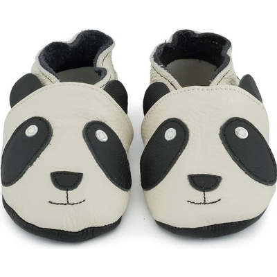 Ebooba kožené capáčky s koženou podrážkou panda černá