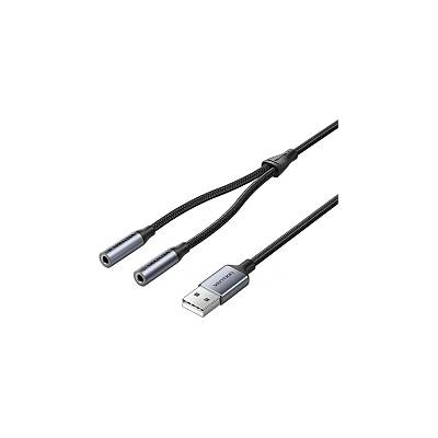Vention външна звукова карта USB Sound card 2-Port 0.25M Gray - CVHHC (CVHHC)