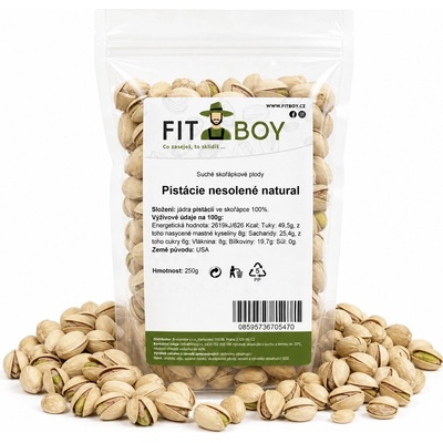 FITBOY Pistácie nesolené natural 250 g