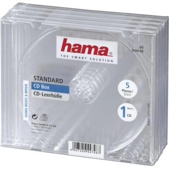 Image 1 of Hama Кутийка за CD/DVD HAMA Jewel Case, прозрачен, 5 бр. в пакет (HAMA-44748)