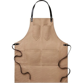 Povoskovaná zástera s koženými detailami hnedá