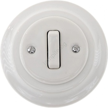 Bohemia-Design - Порцеланов ретро единичен ключ с рамка за звънец, бял (BF0006)