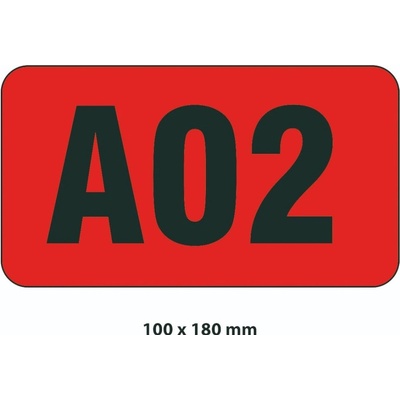 Samolepicí značení skladovacích míst – polykarbonát, červeno-bílá, 180×100 mm