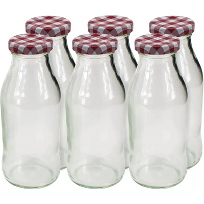 Gastro Sklenená fľaša na džús viečko dekór káry 6 ks x v