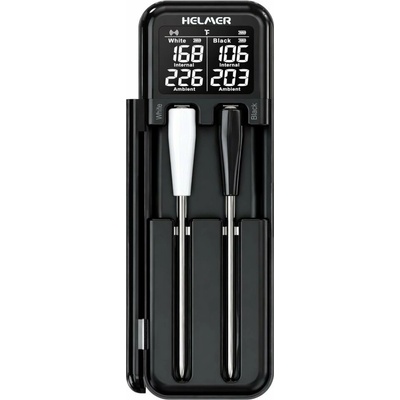 Helmer TM 28 Kuchyňský teploměr, bezdrátový, dvě duální sondy, LCD displej, -10–100°C, Bluetooth, Android, iOS, dosah až 100m, černý Hlmtm28