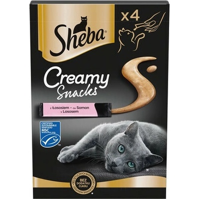 SHEBA Creamy Snacks krémový pamlsek pro kočky s lososem 4x 12 g
