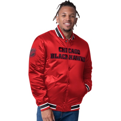Starter pánska bunda Chicago Blackhawks The CLOSER Reversible Varsity Satin Jacket