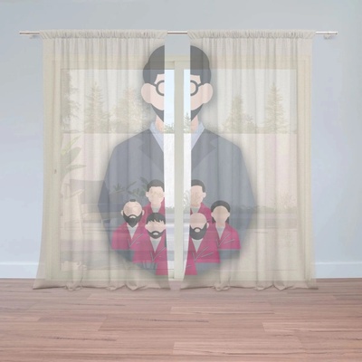 Sablio Záclony Money heist Profesor a jeho tým Béžová: 2ks 150x250cm