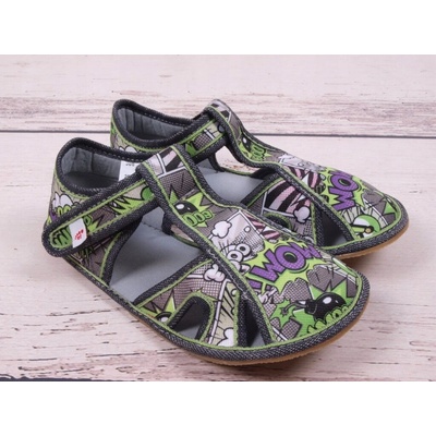 EF Barefoot detské papuče na suchý zips sivé