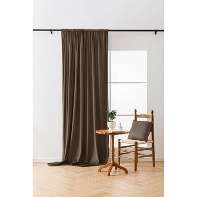 Textilomanie Hnědý zatemňovací závěs VELVET 140x270 cm Zavěšení: Řasící páska