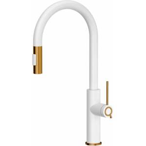 Quadron Кухненски смесител с издърпващ се душ Quadron Unique Q-Line Slim Jennifer бял - меден (3623510_WHMPVDC1)