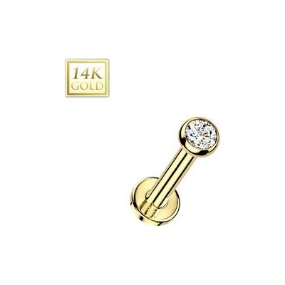 Šperky4U Zlatý piercing do brady labreta 1,0 x 8 mm, Au 585/1000 ZL01282-10083