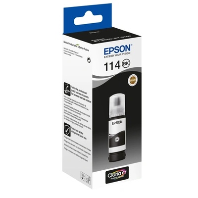 EpsonEcotankBlaek Epson 114 EcoTank Pigment Black бутилка с мастило - оригинално мастило Epson за EcoTank (C13T07A140)