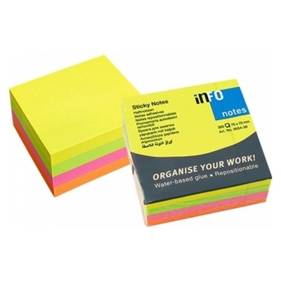 Info Самозалепващи листчета Info, 320л. , размер 75x75mm, различни цветове (OK27125)