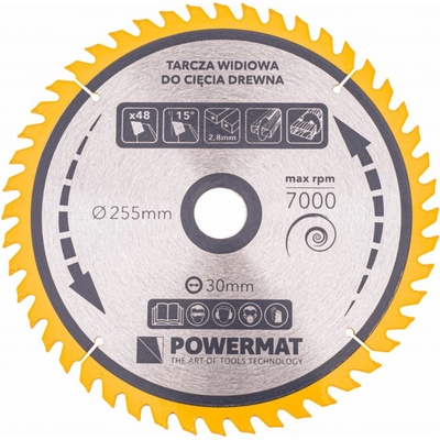 POWERMAT Kotúč na drevo TDD-255x30x24Z PM0897