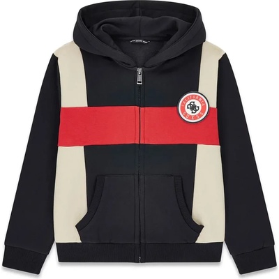 GUESS Черен суичър с бежови и червени детайли за момче Guess